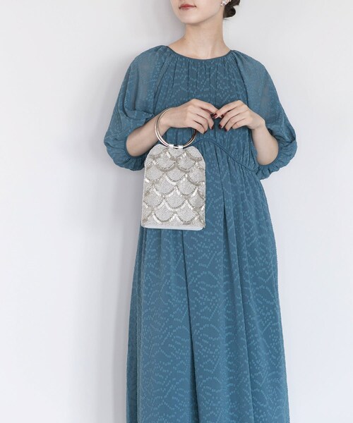 URBAN RESEARCH ROSSO（アーバンリサーチロッソ）の「ジャガードギャザーパフドレス（ワンピース・レディース・BLUE/NAVY・FREE）」の20枚目の写真