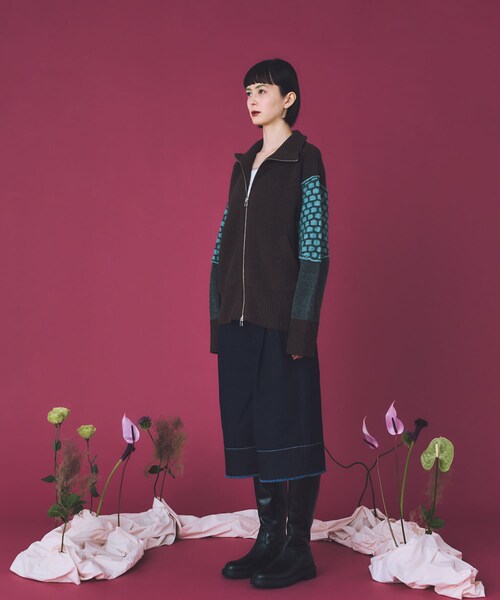 THE GOODLAND MARKET（ザグッドランドマーケット）の「cwtch　MIX PATTERND KNIT（ニット/セーター・レディース・GREY/BROWN・FREE）」の7枚目の写真