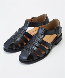 nissen | 【ゆったり幅広】ローヒールグルカサンダル（低反発中敷）（ワイズ４Ｅ）(サンダル)