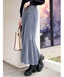 dazzlin | ストライプベロア切り替えスカート(スカート)
