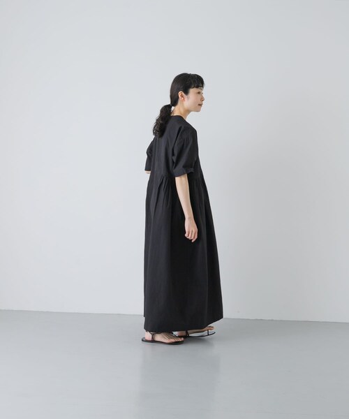 かぐれ（カグレ）の「『2サイズ展開』コットンシルクサイドギャザーワンピース（ワンピース・レディース・BLACK/ROYAL BLUE/BLACK A・0/1）」の12枚目の写真