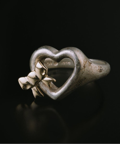 ADAM ET ROPE'（アダムエロペ）の「【VINTAGE JEWELRY】TIFFANY リボン　ハート　コンビ　リング　925　750 #9（リング・メンズ・シルバー・F）」の3枚目の写真