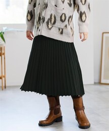 nissen | 大きいサイズニットプリーツスカート（ゆったりヒップ）(スカート)