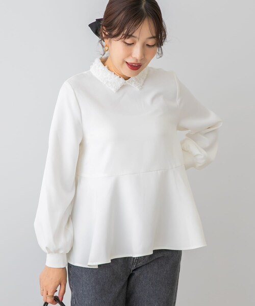 URBAN RESEARCH ROSSO（アーバンリサーチロッソ）の「F by ROSSO　レースカラーペプラムブラウス（シャツ/ブラウス・レディース・OFF WHITE/BLACK・Free）」の8枚目の写真