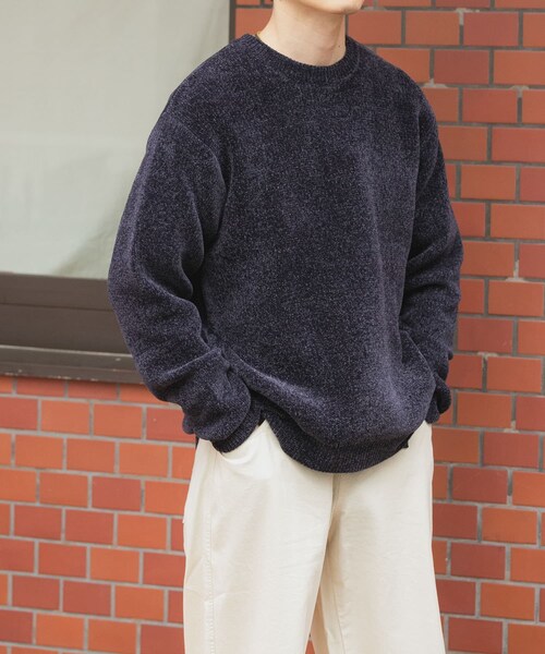 ITEMS URBANRESEARCH（アイテムズ アーバンリサーチ）の「ダブルフェイスシェニールクルーネックニット（ニット/セーター・メンズ・WHT/BLUE GRAY/GREIGE/INK BLACK・M/L）」の13枚目の写真