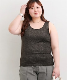 nissen | ＜大きいサイズ＞ ラメテレコタンクトップ(キャミソール)
