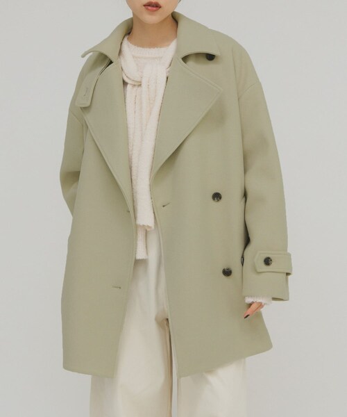 KBF（ケイビーエフ）の「BIGカラーミドルコート（テーラードジャケット・レディース・FOG BEIGE/BROWN/BLACK・one）」の3枚目の写真