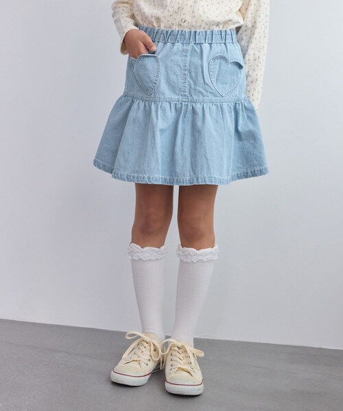 ROPE' PICNIC（ロペピクニック）の「【KIDS/キッズ】インパンツ付きハートポケットデニムスカート（デニムスカート・キッズ・ネイビー/サックス・L/M/S）」の9枚目の写真
