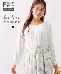 nissen | 【大きい胸専用】フロントタックシフォン長袖ブラウス（裏地付き）(シャツ/ブラウス)