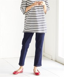 nissen | 大きいサイズすごのびストレッチデニムクロップドパンツ（ゆったりヒップ）(デニムパンツ)