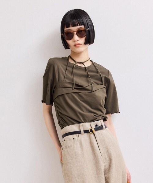 ADAM ET ROPE'(アダムエロペ)の「【WEB限定】ベアトップレイヤードカットソー(Tシャツ/カットソー・レディース・ホワイト/ダークブラウン/ネイビー・F)」の14枚目の写真