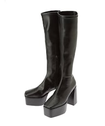 GYDA | ストレッチフェイクレザー チャンキーロングブーツ(ブーツ)