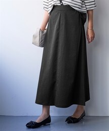 nissen | ＜大きいサイズ＞ストレッチライトチノロングフレアスカート（接触冷感）(スカート)
