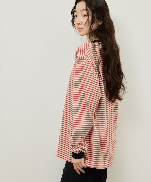 ADAM ET ROPE'(アダムエロペ)の「【BATONER for ADAM ET ROPE'】別注HIGH GAUGE BORDER LS T-SHIRT(Tシャツ/カットソー・レディース・グレー/レッド・F)」の7枚目の写真