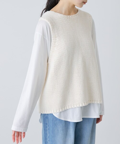 かぐれ（カグレ）の「コットンローゲージニットベスト（ベスト・レディース・IVORY・Free）」の12枚目の写真