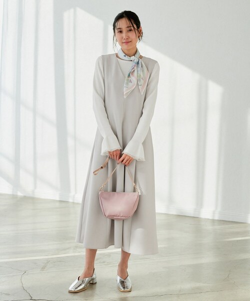 ROPE' PICNIC（ロペピクニック）の「【花粉ガード】クリアツイルジャンパースカート/セレモニー・通勤対応・セットアップ対応（ジャンパースカート・レディース・ライトグレー/キャメル系/ネイビー・36/38）」の12枚目の写真