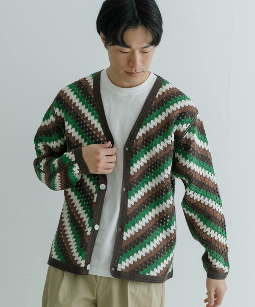 URBAN RESEARCH（アーバンリサーチ）の「URBAN RESEARCH iD　クロシェカーディガン（カーディガン/ボレロ・メンズ・BLACK/BROWN・M/L）」の15枚目の写真