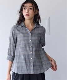 nissen | ＜大きいサイズ＞シワ加工７分袖お気軽レギュラーシャツ(シャツ/ブラウス)