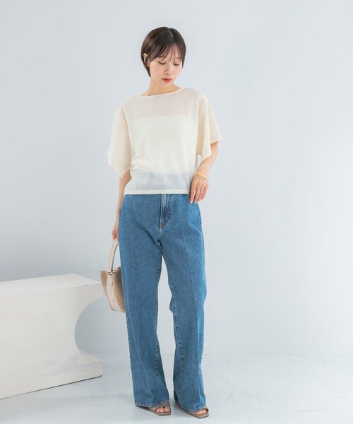 URBAN RESEARCH ROSSO（アーバンリサーチロッソ）の「スリットスリーブカラミカットソー（Tシャツ/カットソー・レディース・BROWN/IVORY/SAX・Free）」の9枚目の写真
