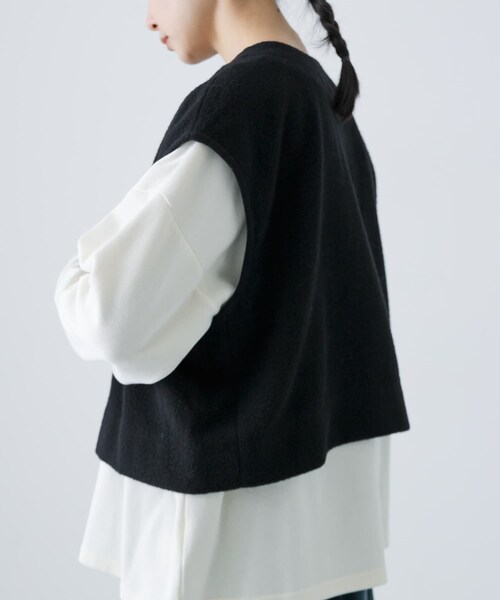 かぐれ（カグレ）の「ナッピングウール2WAYベスト（ベスト・レディース・BLACK/CHARCOAL・FREE）」の16枚目の写真