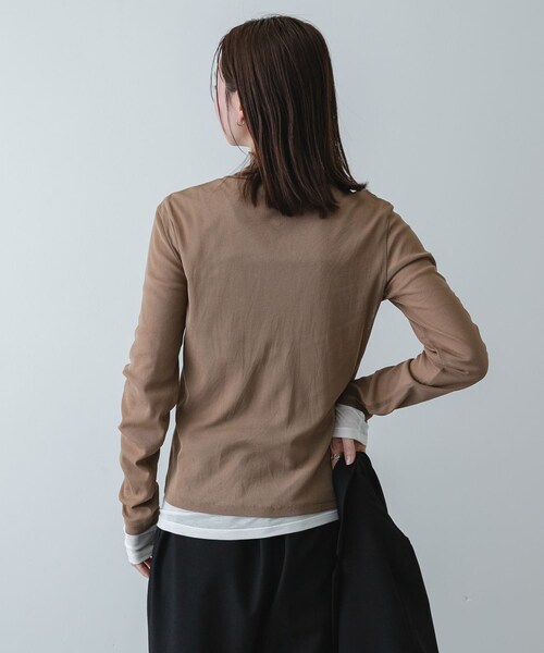 SENSE OF PLACE by URBAN RESEARCH（センスオブプレイスバイアーバンリサーチ）の「シアーレイヤードカットポロシャツ（その他トップス・レディース・BLK×GRY/NVY×IVO/BEG×IVO・One）」の14枚目の写真