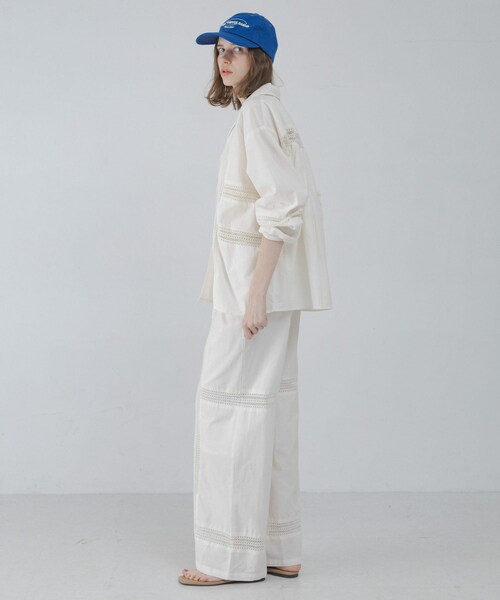 URBAN RESEARCH Sonny Label（アーバンリサーチサニーレーベル）の「ブロッキングレースコットンシャツジャケット（テーラードジャケット・レディース・キナリ/ブラック・Free）」の10枚目の写真