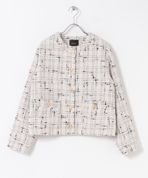 URBAN RESEARCH ROSSO（アーバンリサーチロッソ）の「『WEB限定』ツイードノーカラージャケット（ノーカラージャケット・レディース・OFF/BLACK・Free）」の15枚目の写真