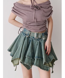 jouetie | アシメヘムデニムミニスカート(デニムスカート)