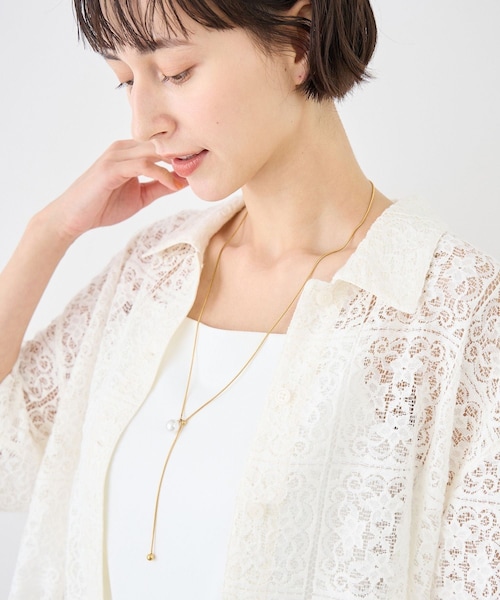ROPE' PICNIC(ロペピクニック)の「ステンレスビッグパールスライドY字ネックレス(ネックレス・レディース・ゴールド/シルバー・F)」の3枚目の写真