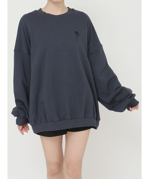 EATME（イートミー）の「エンブロイダリースウェットTOP（スウェット・レディース・アイボリー/ブラック/ピンク/ネイビー/グレー/ラベンダー・F）」の11枚目の写真