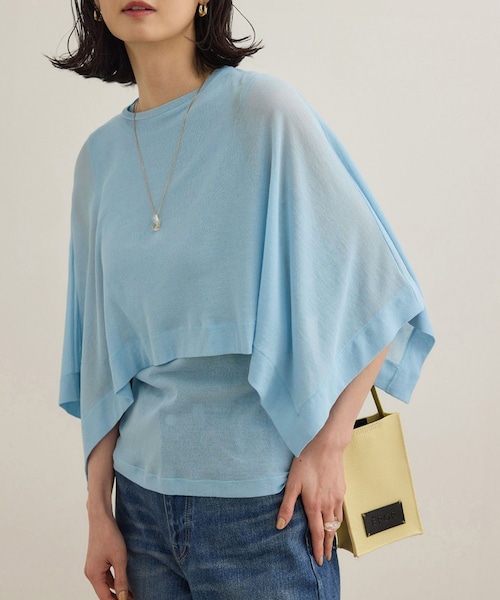 ROPE'（ロペ）の「【洗える】シアーフライスケープセットプルオーバー（Tシャツ/カットソー・レディース・ブラック/ホワイト/ブルー・F）」の3枚目の写真