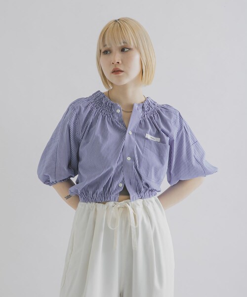 THE GOODLAND MARKET（ザグッドランドマーケット）の「77circa　make shirring neck shirt（シャツ/ブラウス・レディース・stripe 1/stripe 2/stripe 3/stripe 4/stripe 5/stripe 6/stripe 7/stripe 8・One）」の13枚目の写真