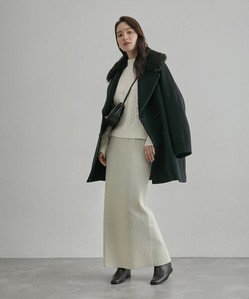 ROPE'(ロペ)の「【一部店舗限定】カシミヤブレンド ケーブルビルドネックニットプルオーバー(ニット/セーター・レディース・オフホワイト/ネイビー系・F)」の13枚目の写真