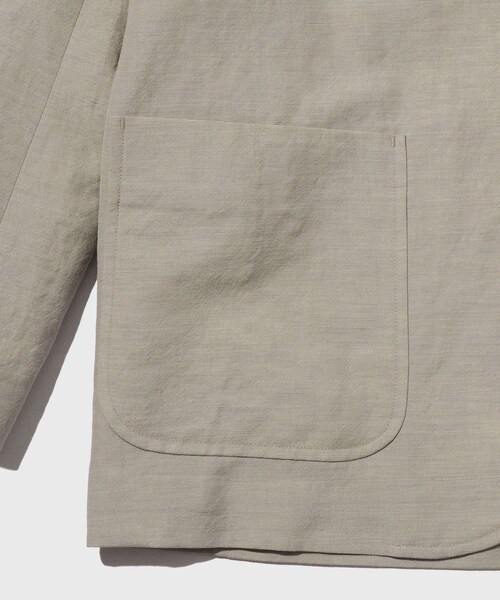 ADAM ET ROPE'（アダムエロペ）の「WOOL LINEN JACKET（ノーカラージャケット・メンズ・ブラック/キナリ/ネイビー系・L/M/S）」の15枚目の写真