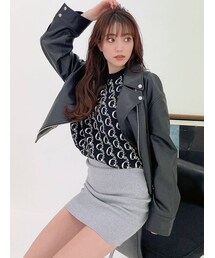 GYDA | レオパードライニングフェイクレザーライダースジャケット(ライダースジャケット)