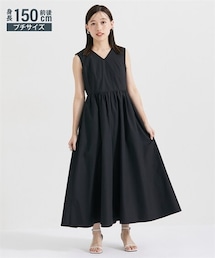 Petitjo | 小さいサイズ　Vネックギャザーワンピース　低身長さん・小柄女性(ワンピース)