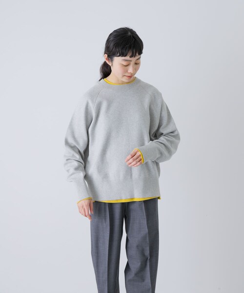 かぐれ（カグレ）の「コットンスウェットニット（ニット/セーター・レディース・LIGHT GRAY/DARK NAVY・Free）」の5枚目の写真