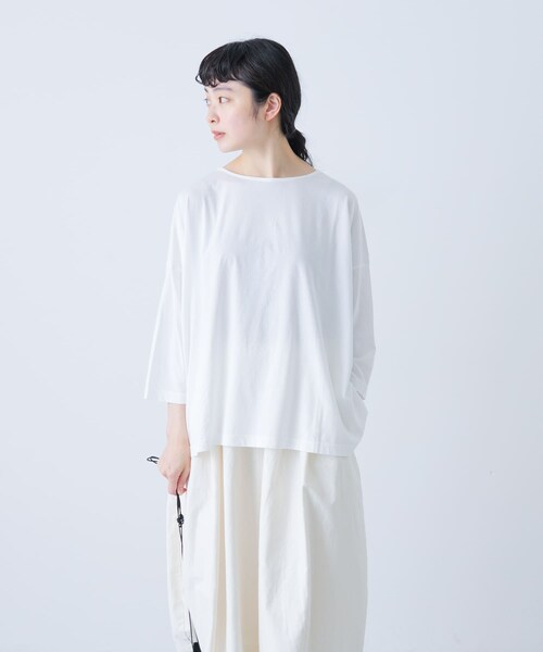かぐれ（カグレ）の「ボートネック7分袖ワイドカットソー（Tシャツ/カットソー・レディース・OFF/PINK/SMOKE NAVY・FREE）」の6枚目の写真
