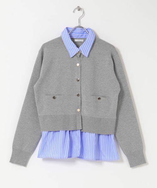 ITEMS URBANRESEARCH（アイテムズ アーバンリサーチ）の「シャツレイヤーニットカーディガン（ニット/セーター・レディース・OFF/NVY/GRY・Free）」の19枚目の写真