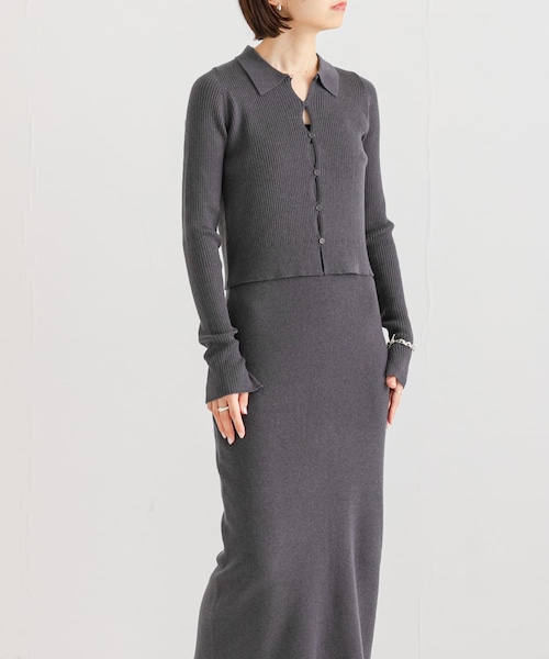 URBAN RESEARCH（アーバンリサーチ）の「シャツカラーリブニットカーディガン（カーディガン/ボレロ・レディース・MOSS GREEN/CHARCOAL/OFF・FREE）」の15枚目の写真