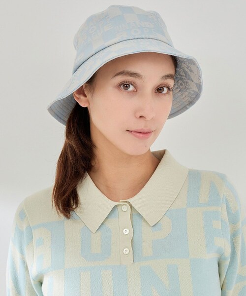 ROPE'（ロペ）の「チェッカーボードジャガードバケットハット（ハット・レディース・ブラック/サックス/イエロー・F）」の15枚目の写真