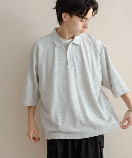 SENSE OF PLACE by URBAN RESEARCH（センスオブプレイスバイアーバンリサーチ）の「スラブカノコエクストラルーズポロシャツ（ポロシャツ・メンズ・BLACK/OATMEAL/BROWN・M/L）」の14枚目の写真