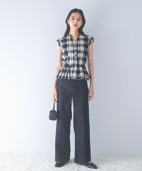 URBAN RESEARCH ROSSO（アーバンリサーチロッソ）の「チェックジャガードタックデザインブラウス（シャツ/ブラウス・レディース・BLACK・Free）」の8枚目の写真
