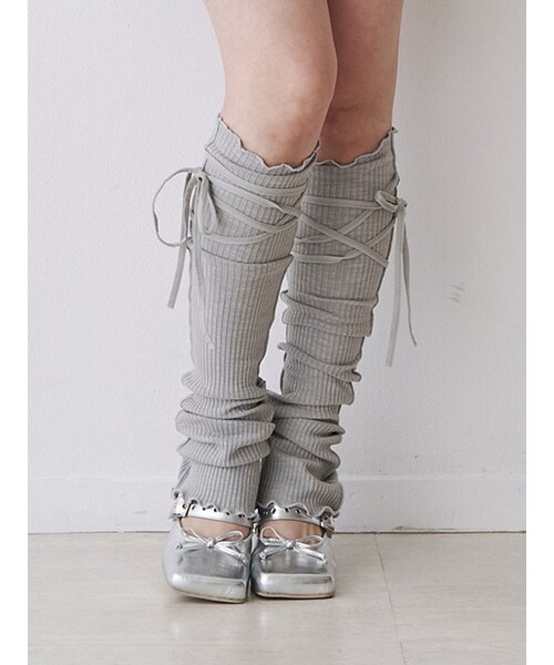 jouetie（ジュエティ）の「レースアップレッグウォーマー（ソックス/靴下・レディース・アイボリー/グレー/ブラック・F）」の5枚目の写真