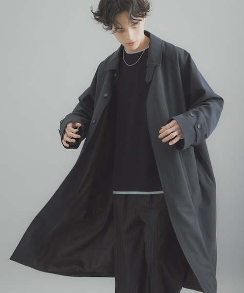 SENSE OF PLACE by URBAN RESEARCH(センスオブプレイスバイアーバンリサーチ)の「バルマカーンルーズコート(ステンカラーコート・メンズ・BEIGE/NAVY/BEG CHECK・M/L)」の3枚目の写真