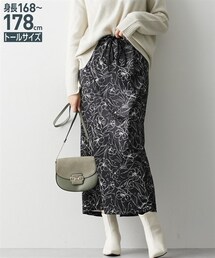 nissen | 高身長　起毛花柄プリントストレートスカート（トールサイズ）(スカート)