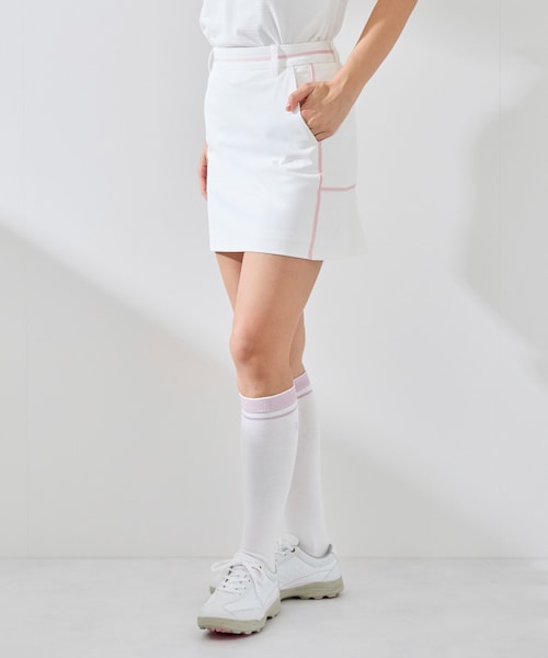 ROPE'(ロペ)の「【UVカット】【撥水】【防透け】【ストレッチ】ボディシェル配色細ラインスカート(スカート・レディース・グレー/ホワイト/ネイビー・L/M/S/XS)」の1枚目の写真