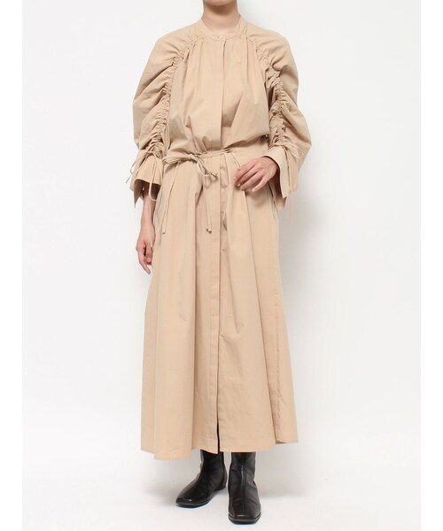 Ungrid（アングリッド）の「スリーブギャザーワンピース（シャツワンピース・レディース・オフホワイト/ベージュ/ミックス・F）」の5枚目の写真