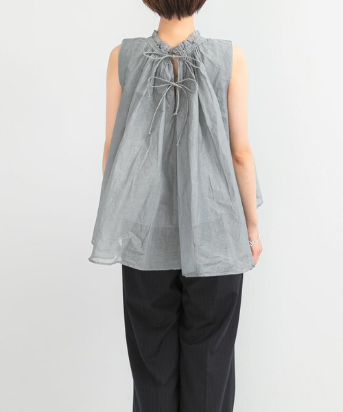 URBAN RESEARCH ROSSO（アーバンリサーチロッソ）の「MARILYN MOON　sheer cotton gather blouse（シャツ/ブラウス・レディース・BLACK/GRAY・FREE）」の15枚目の写真