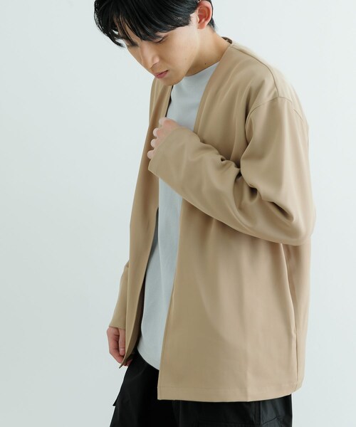 ITEMS URBANRESEARCH（アイテムズ アーバンリサーチ）の「シアーストレッチ ラップカーディガン（カーディガン/ボレロ・メンズ・BEG/BLK・M/L）」の15枚目の写真